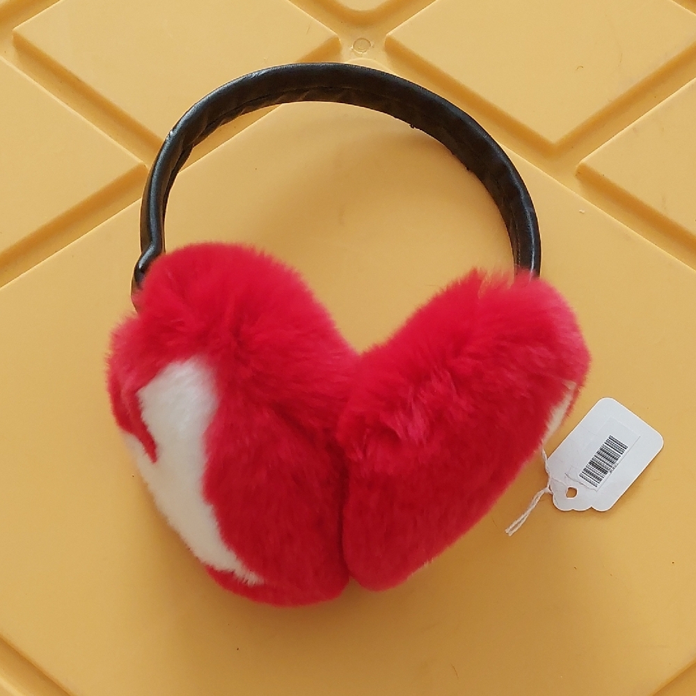 Cozy Red and White Kids Earmuffs